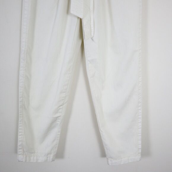 Free People Size 2 High-Waisted ‘90s Peg Pants Ivory Tie Waist Tapered Leg - Picture 7 of 12